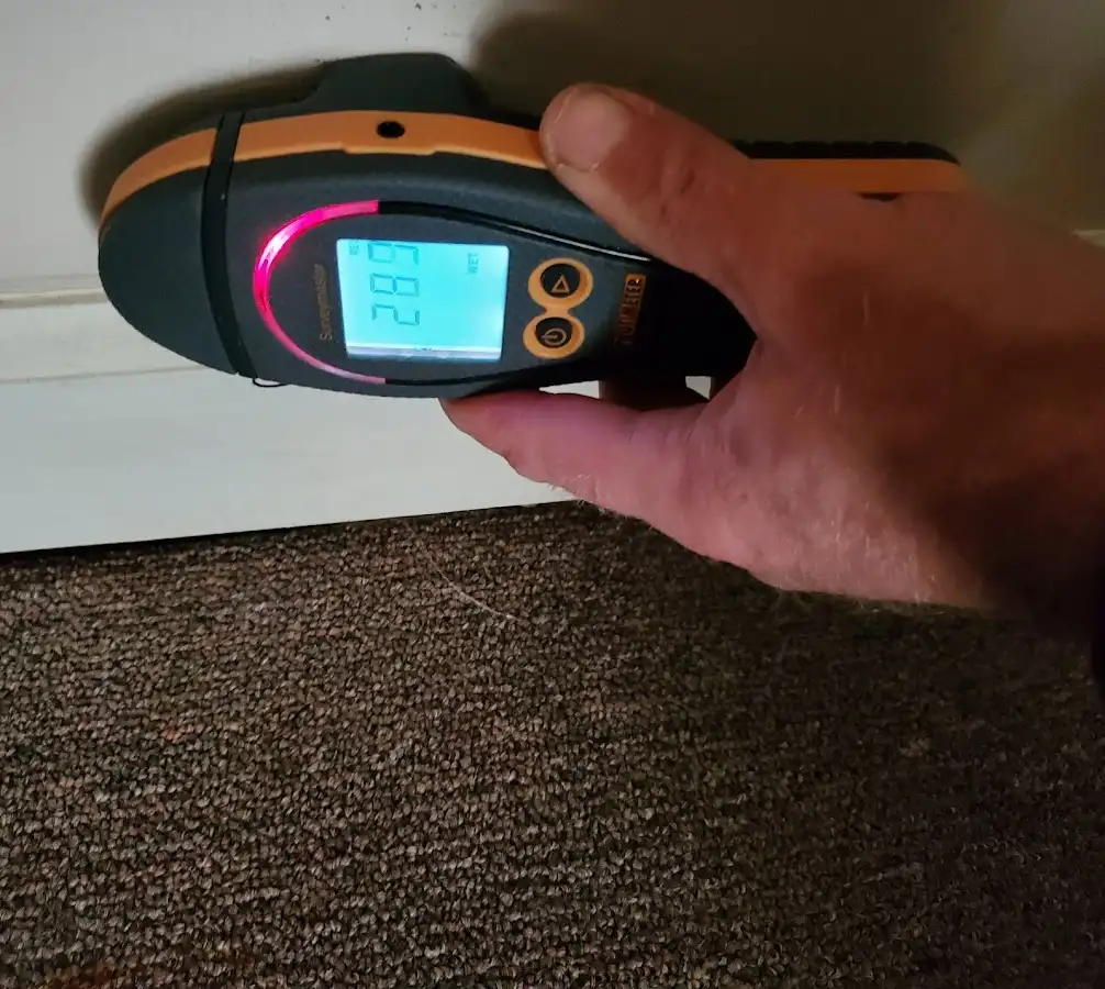 Moisture detection at baseboard during Storm Damage Restoration in Nipomo